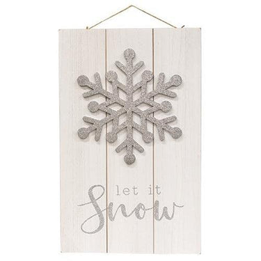 Sparkle Snowflake Let It Snow Pallet Sign - The Fox Decor